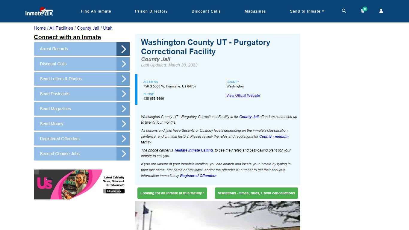 Washington County UT - Purgatory Correctional Facility - Inmate Locator ...